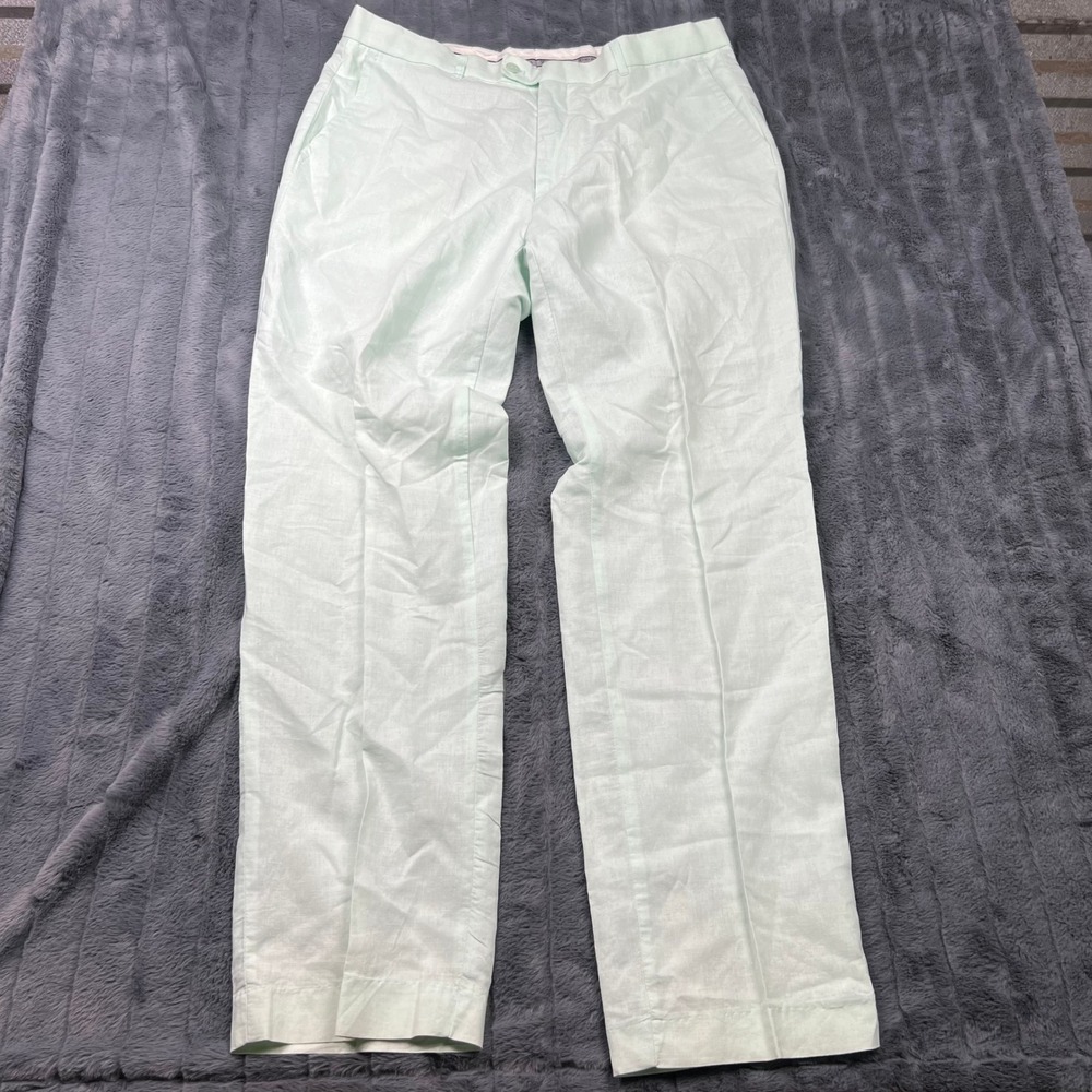 Stacy Adams Mens Mint Green Linen Cotton Blend Dress Pants 38W 34L 12465